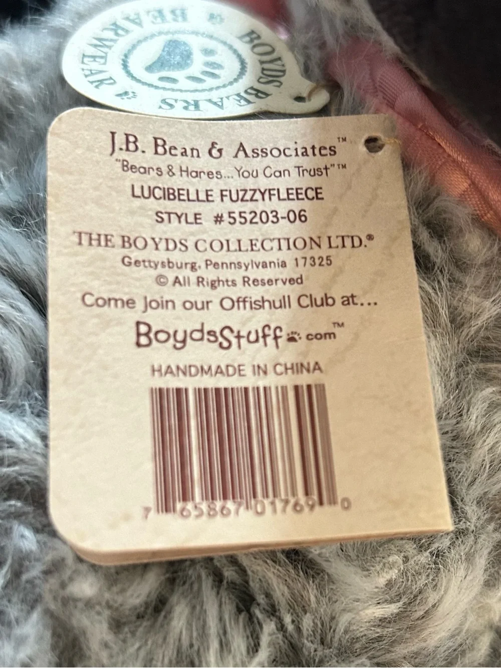 Vintage 1998 Boyds Bears Lucibelle Fuzzyfleece Lamb Plush Gray #55203-06 NWT